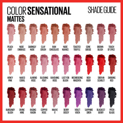 Maybelline Color Sensational rouge à lèvres – rouge mat vif, couleur saturée et tenue.