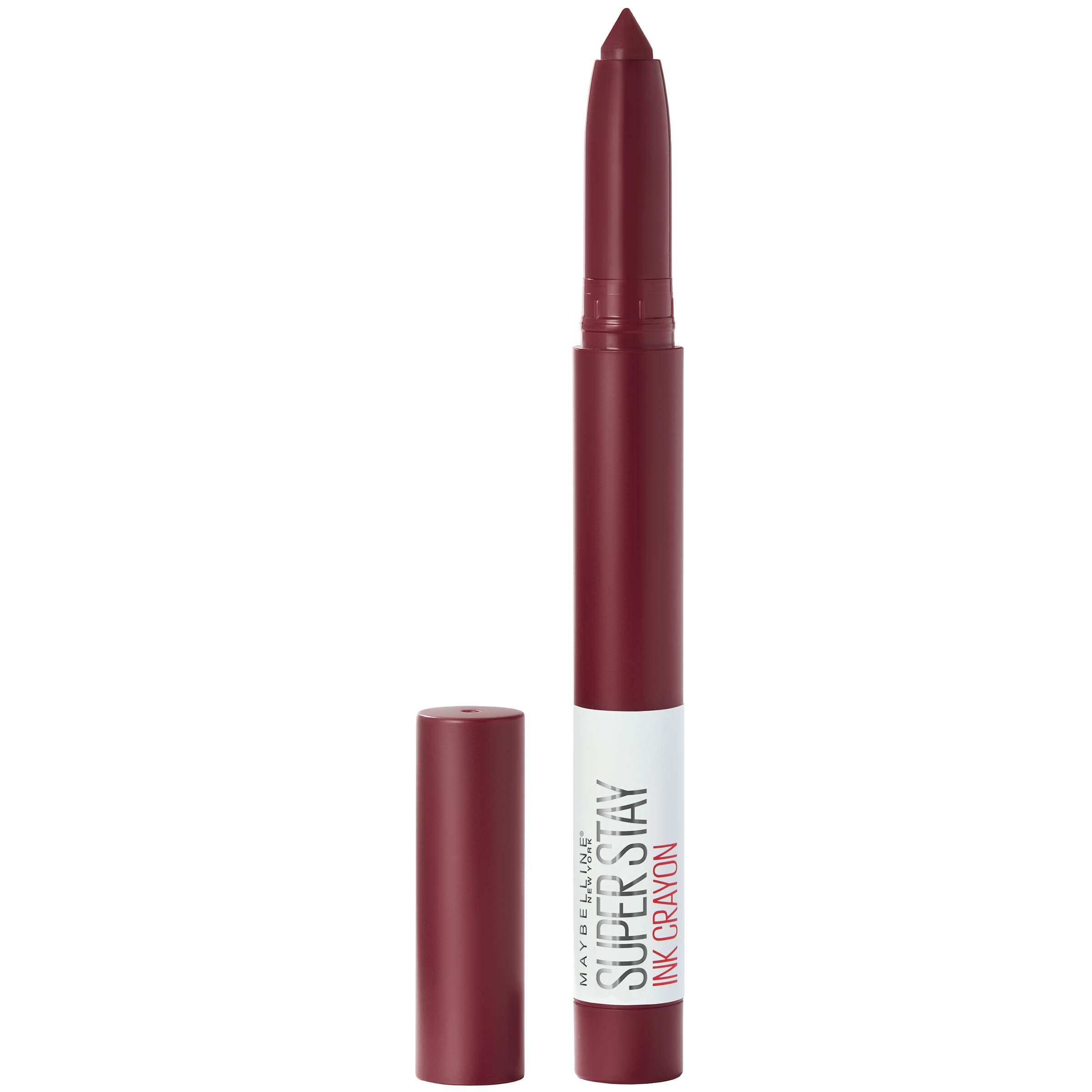Maybelline Super Stay Ink Crayon a Levres teinte rouge mat et longue tenue.