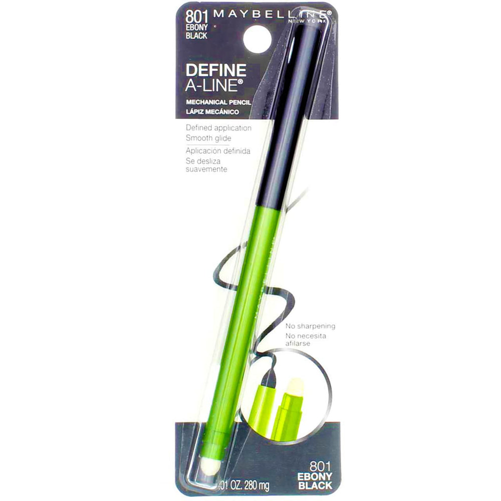 Maybelline Define-A-Line Eyeliner Ebony Black estompeur intégré pour un fini doux.