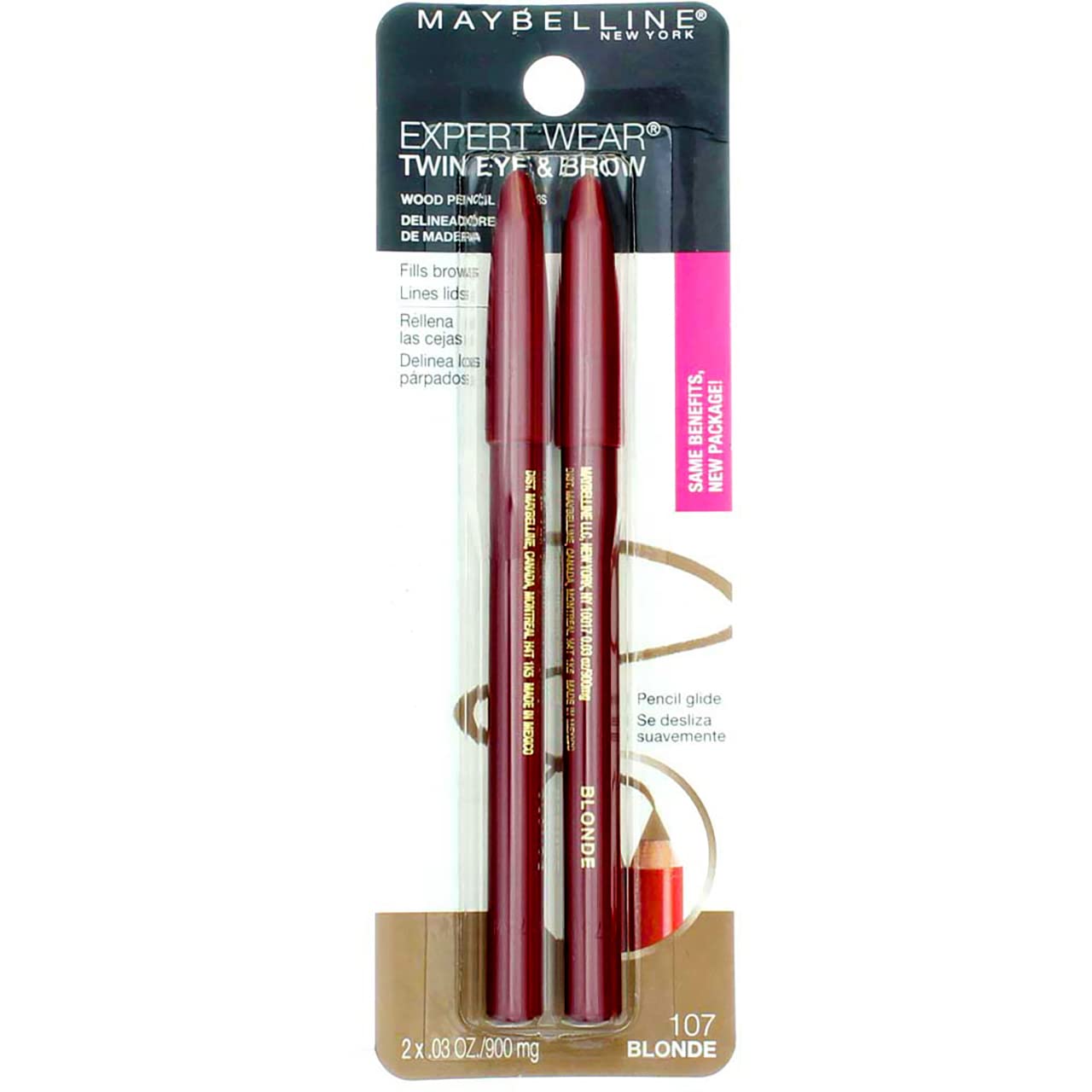 Maybelline Expert Eyes Brow and Eye Pencil Blonde front view for shade reference and easy handling.