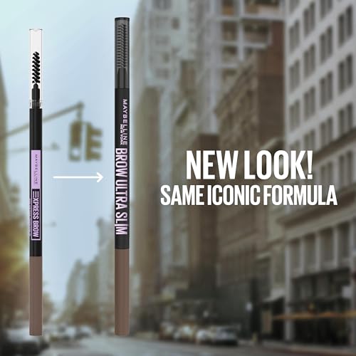 Maybelline Express Brow Ultra Slim : brosse intégrée pour discipliner et fixer la couleur.