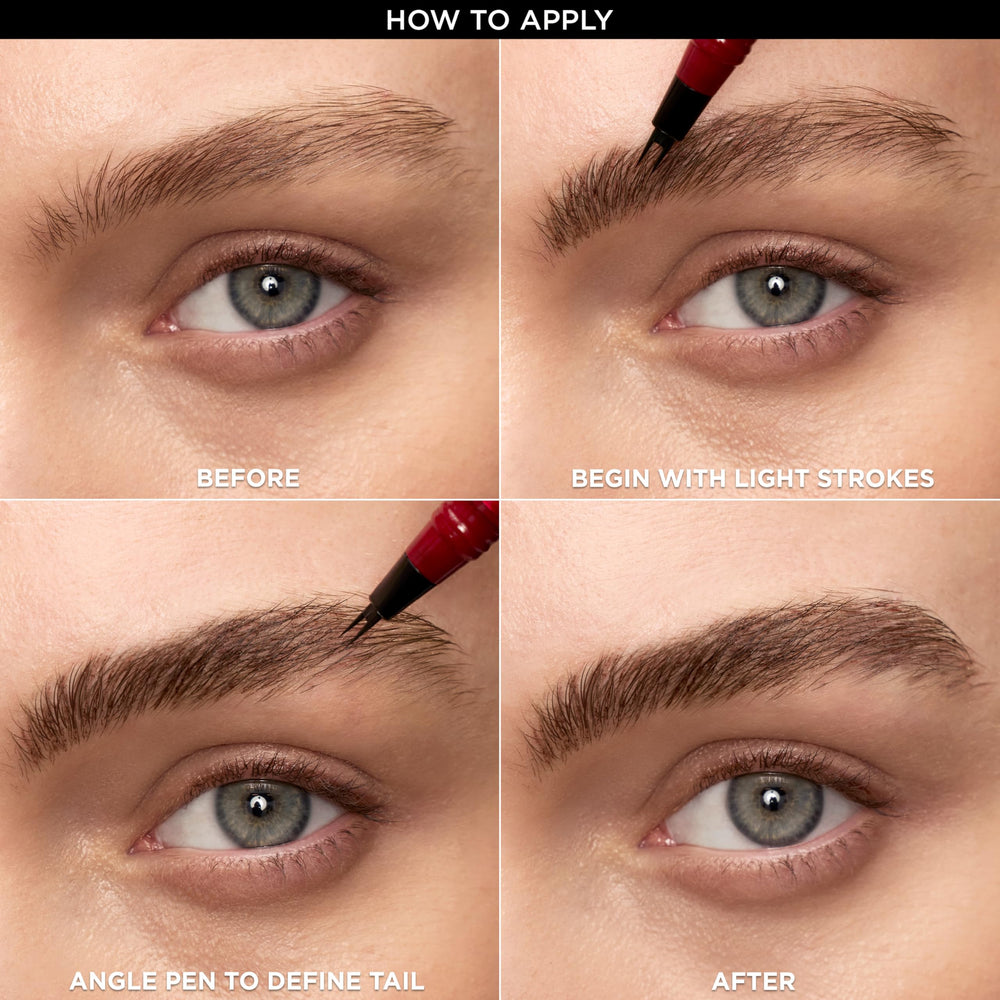 Teinte brun clair sur sourcils pour un rendu naturel avec MAYBELLINE Faux Brow.