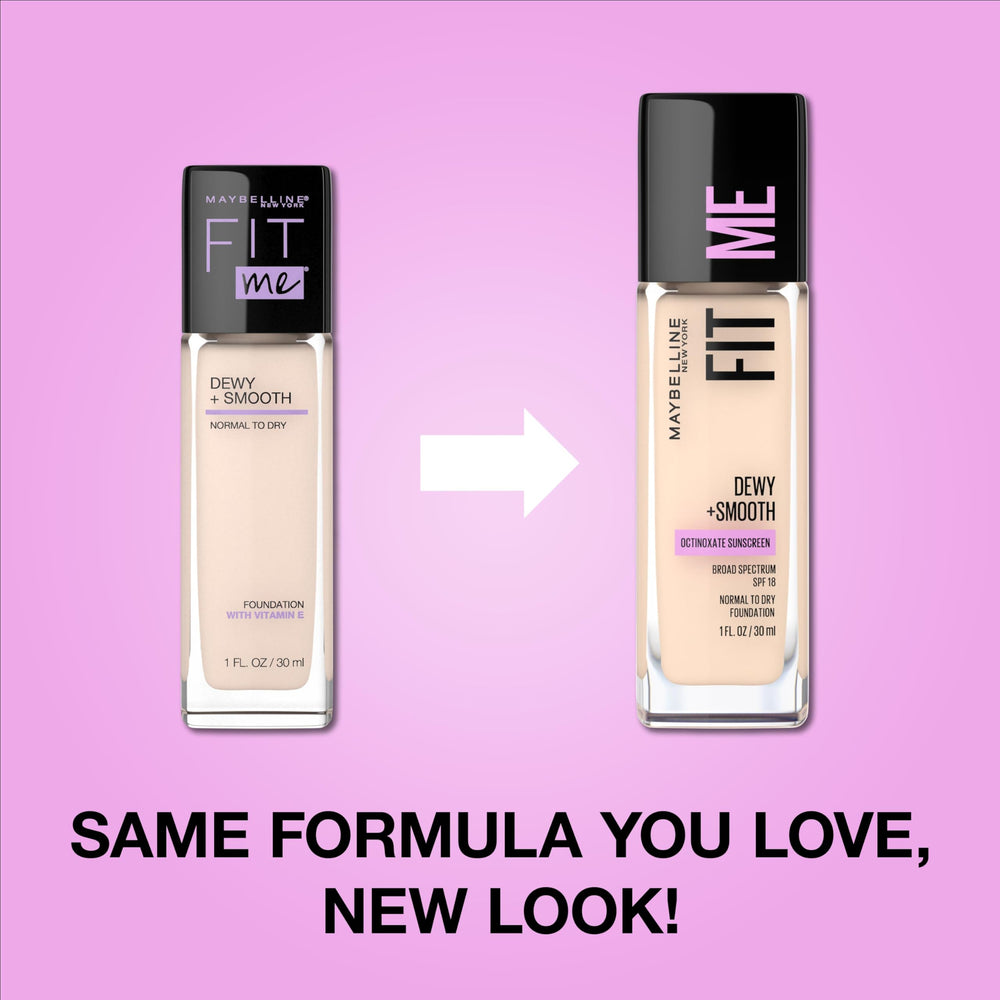 Maybelline Fit Me Dewy + Smooth finissage lumineux offrant un teint naturellement frais.