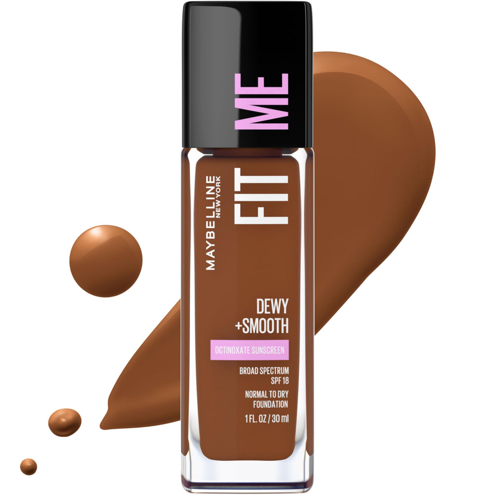 Maybelline Fit Me Dewy + Smooth flacon hydratant pour une peau lumineuse.
