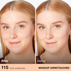 Maybelline Fit Me Dewy et Smooth fond de teint, base translucide et pigments légers pour un teint unifié.