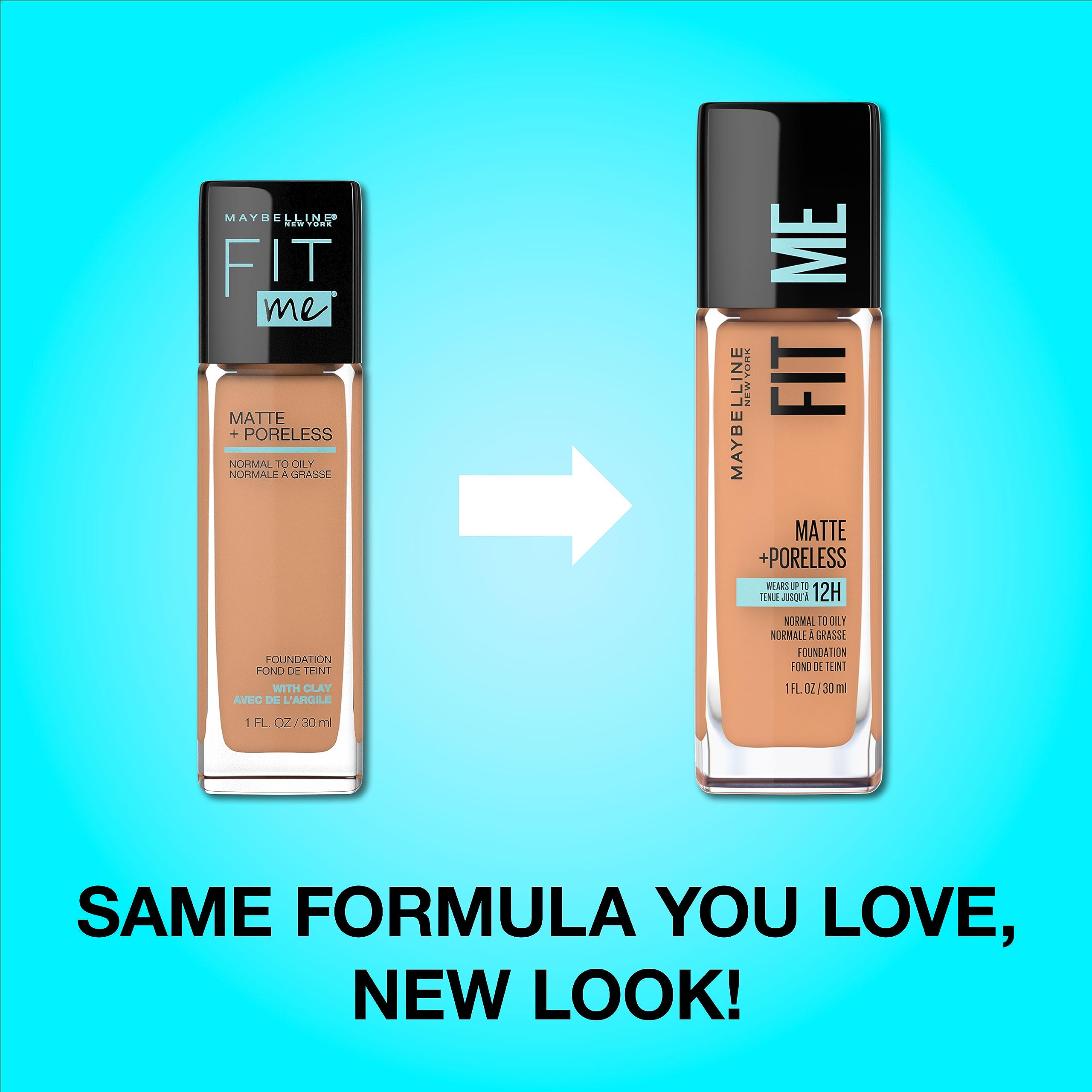 Maybelline fond de teint Fit Me, application facile sans pores et fini naturel.