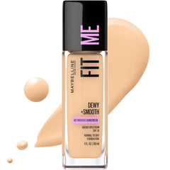 Maybelline Fit Me flacon hydratant et lumineux, rendu naturel.