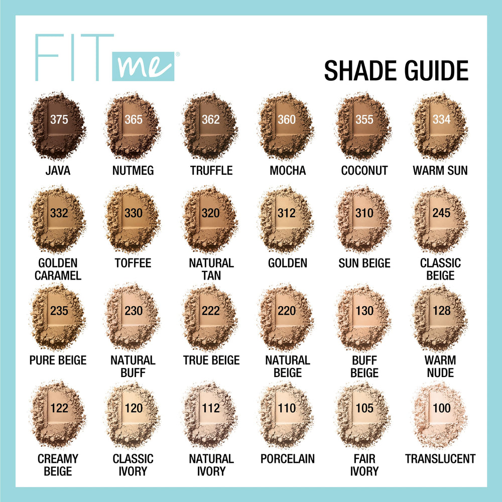 Maybelline Fit Me Matte + Poreless poudre usage quotidien — teint équilibré.