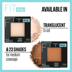 Maybelline Fit Me Matte + Poreless poudre contrôle-brillance — application fluide.