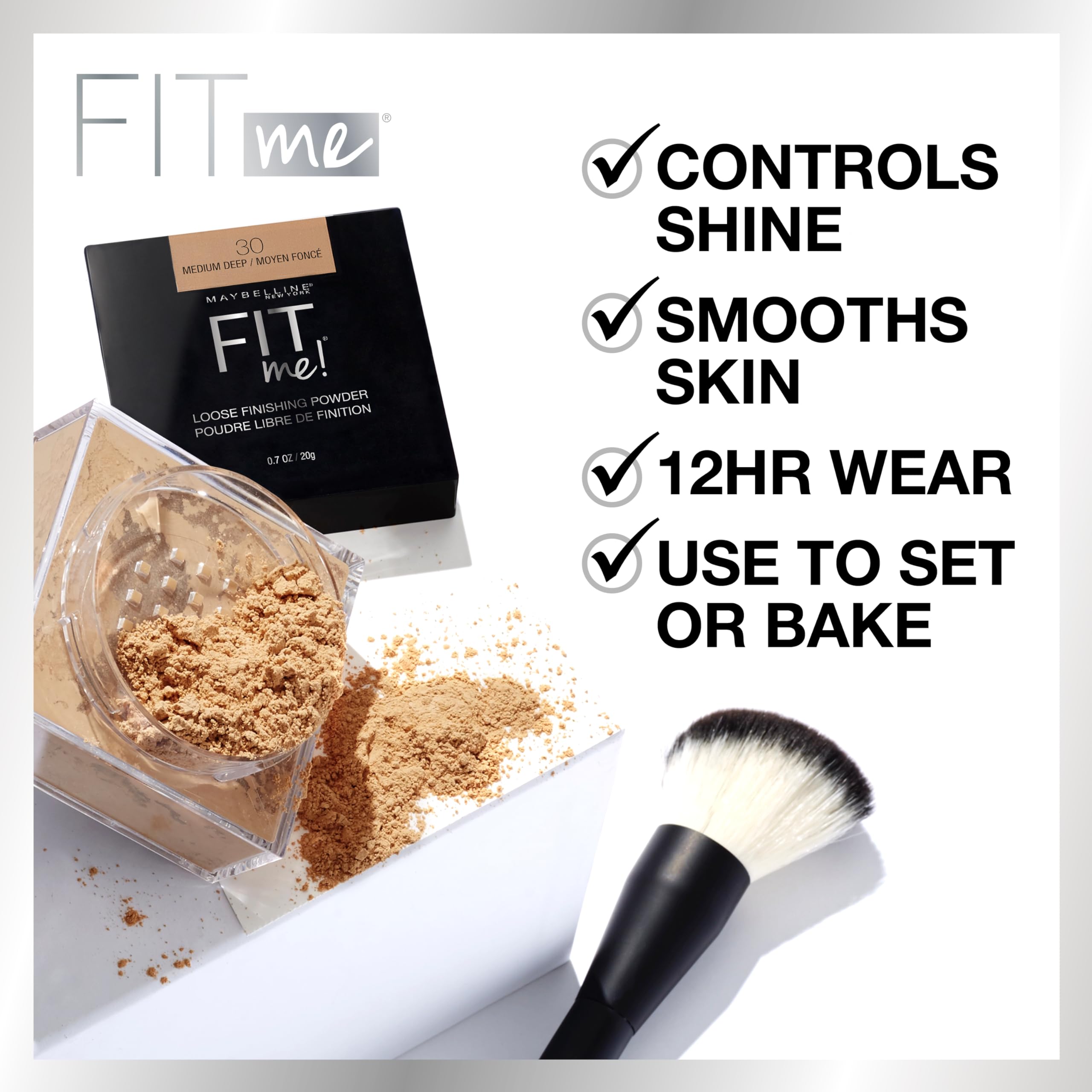 Maybelline Fit Me Poudre Libre, contrôle de la brillance durable.