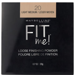 Maybelline Fit Me Poudre Libre sur emballage, finition naturelle et contrôle de brillance.