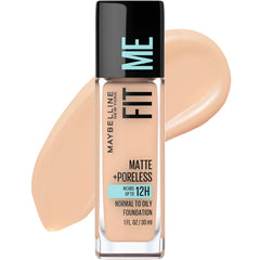 Maybelline Fit Me flacon fond de teint, fini mat et pores visiblement réduits.