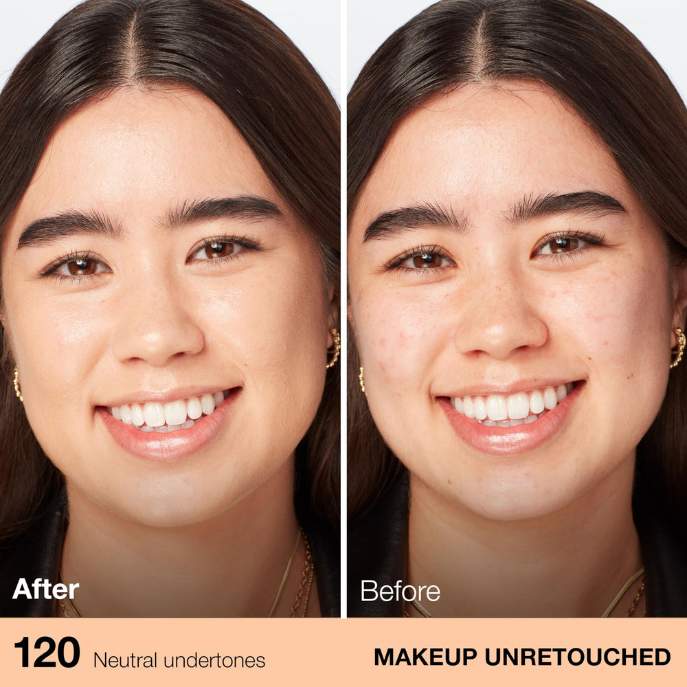 Maybelline Fit Me texture légère offrant une couvrance modulable pour un teint homogène.