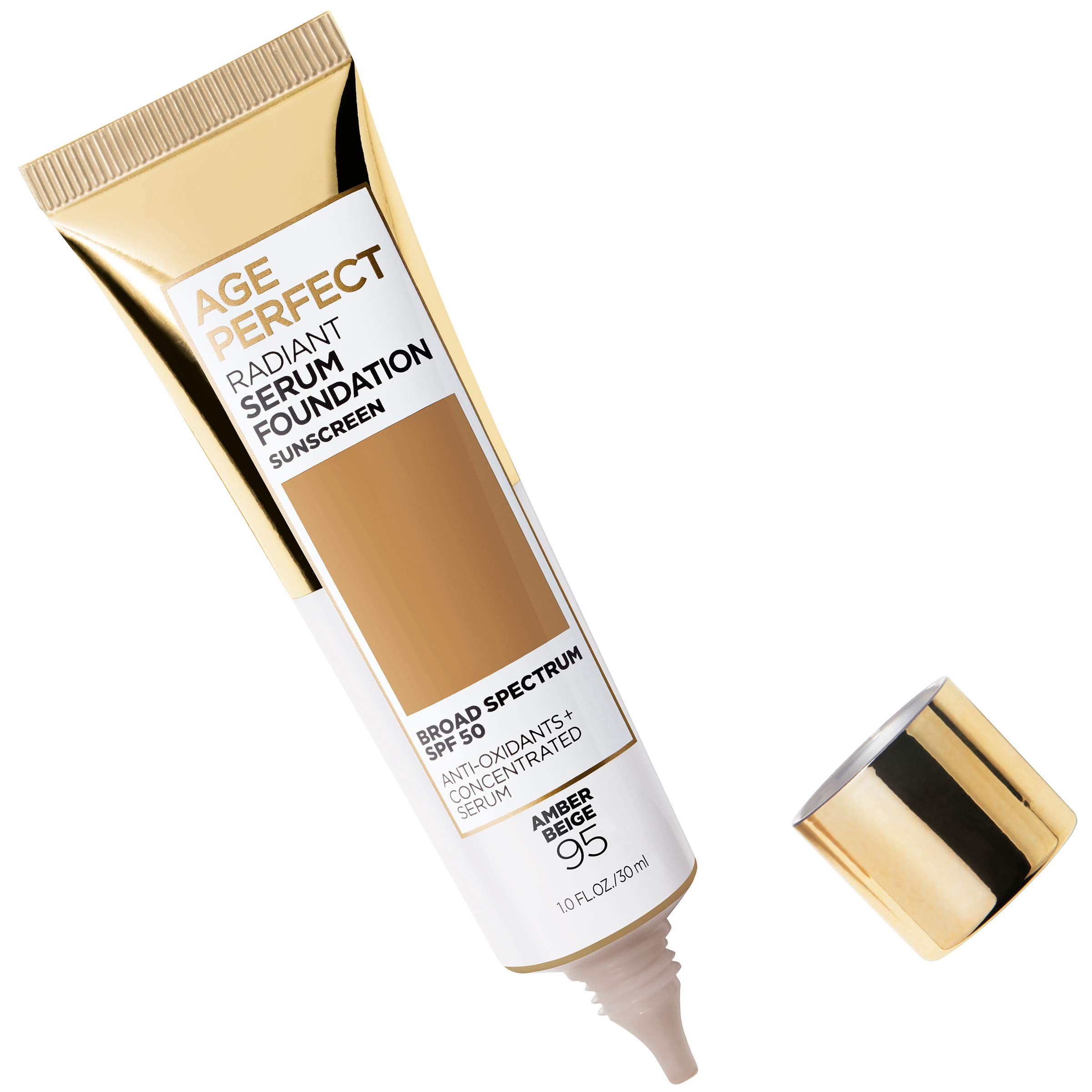 Texture légère Maybelline Sérum Radiant SPF 50 pour peau mature.