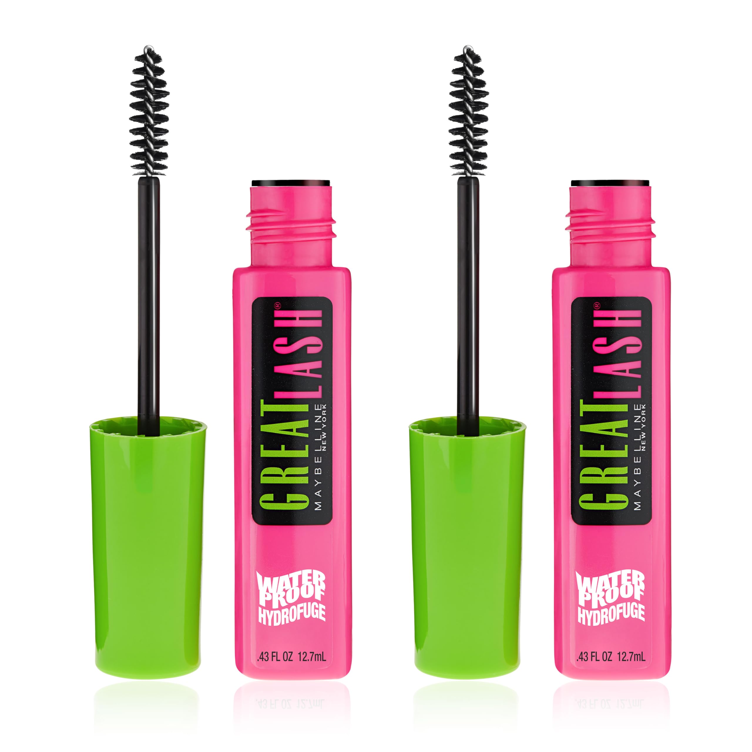 MAYBELLINE Great Lash Waterproof Mascara, brosse volumisante offrant volume et définition.