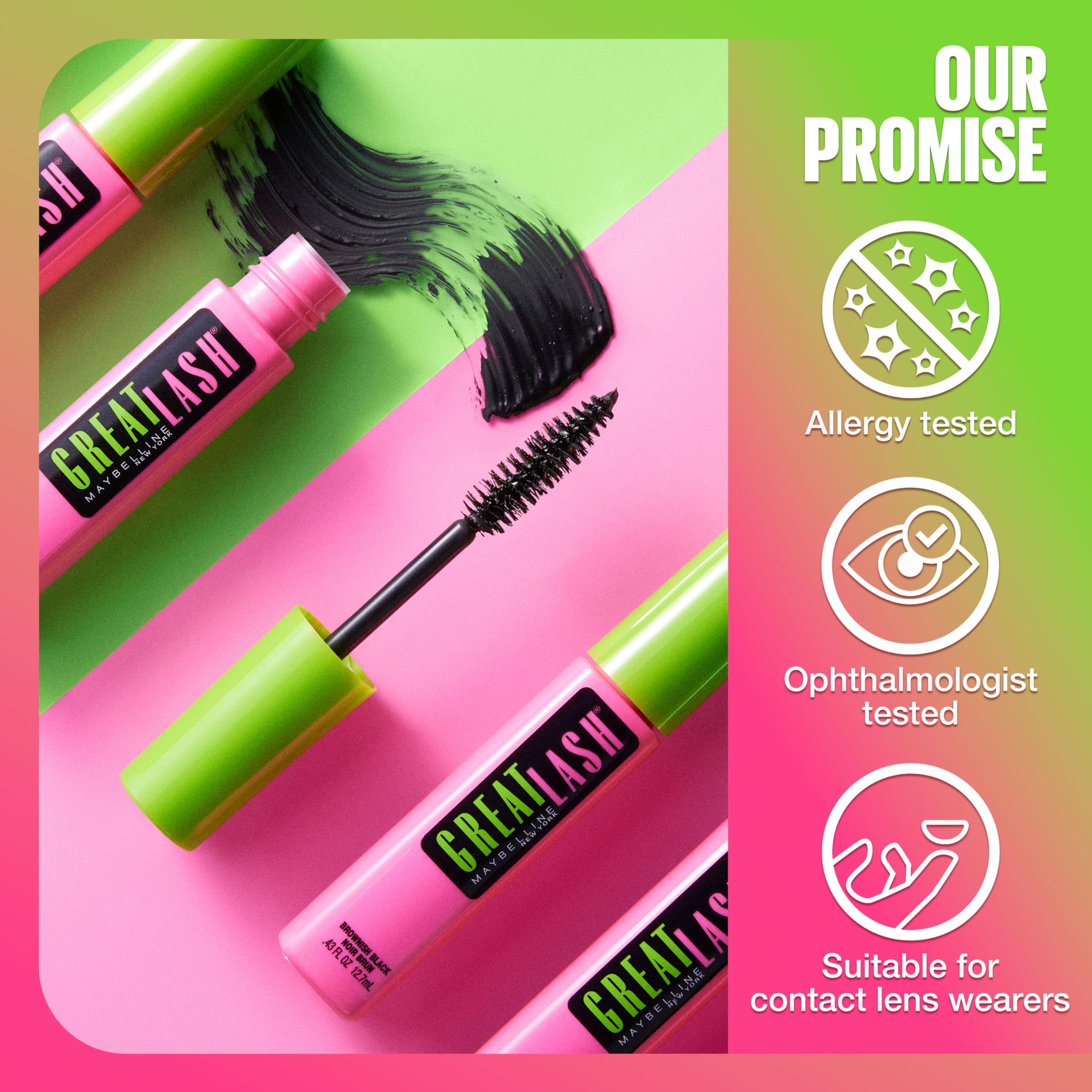 MAYBELLINE Great Lash Waterproof Mascara, look regard complet et captivant.