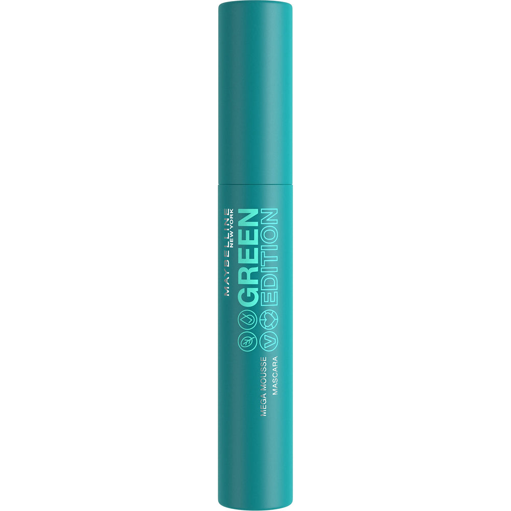Maybelline Green Edition Mega Mousse Mascara brush close-up for volume.