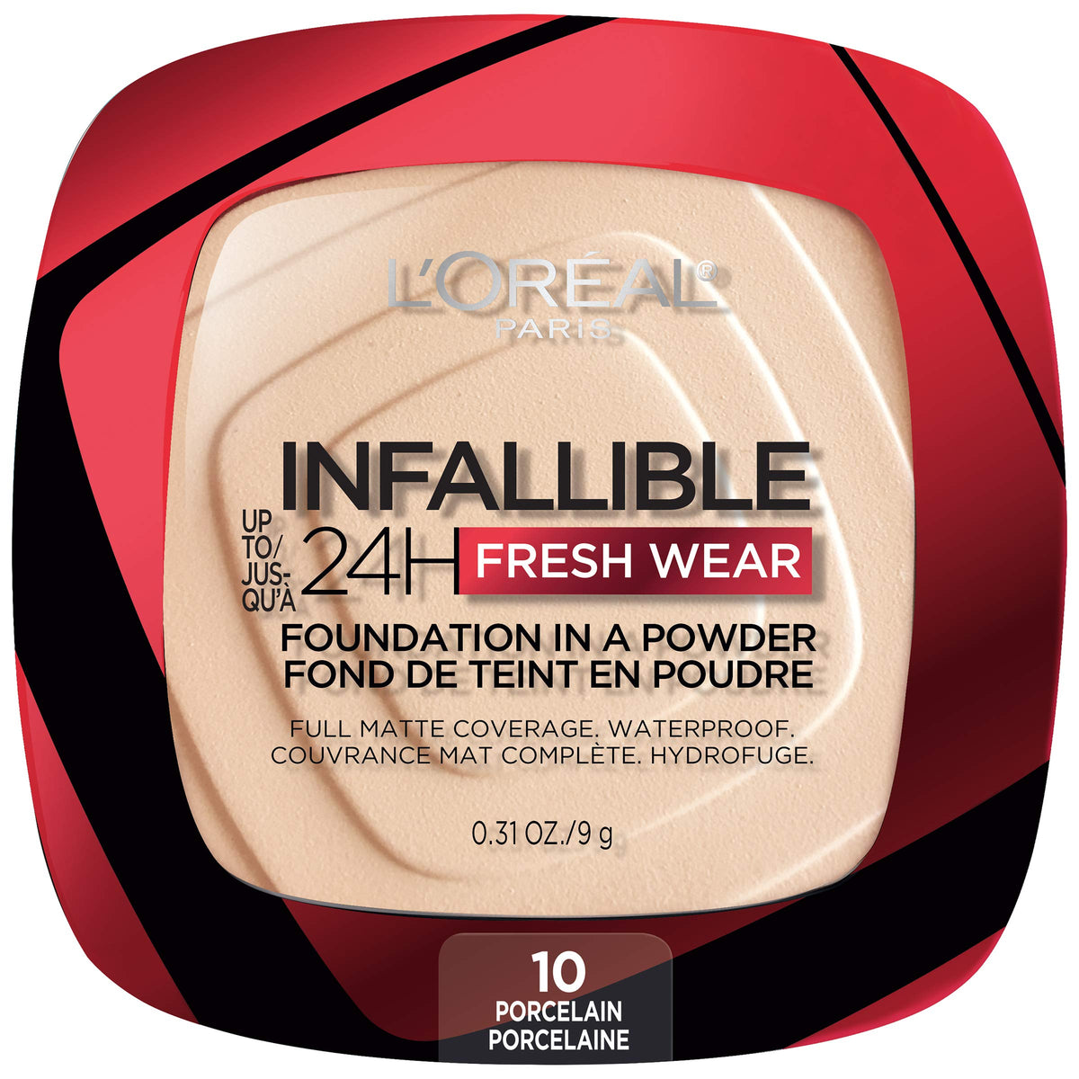 Maybelline Infallible en poudre Porcelaine; flacon pratique et fini mat longue durée.