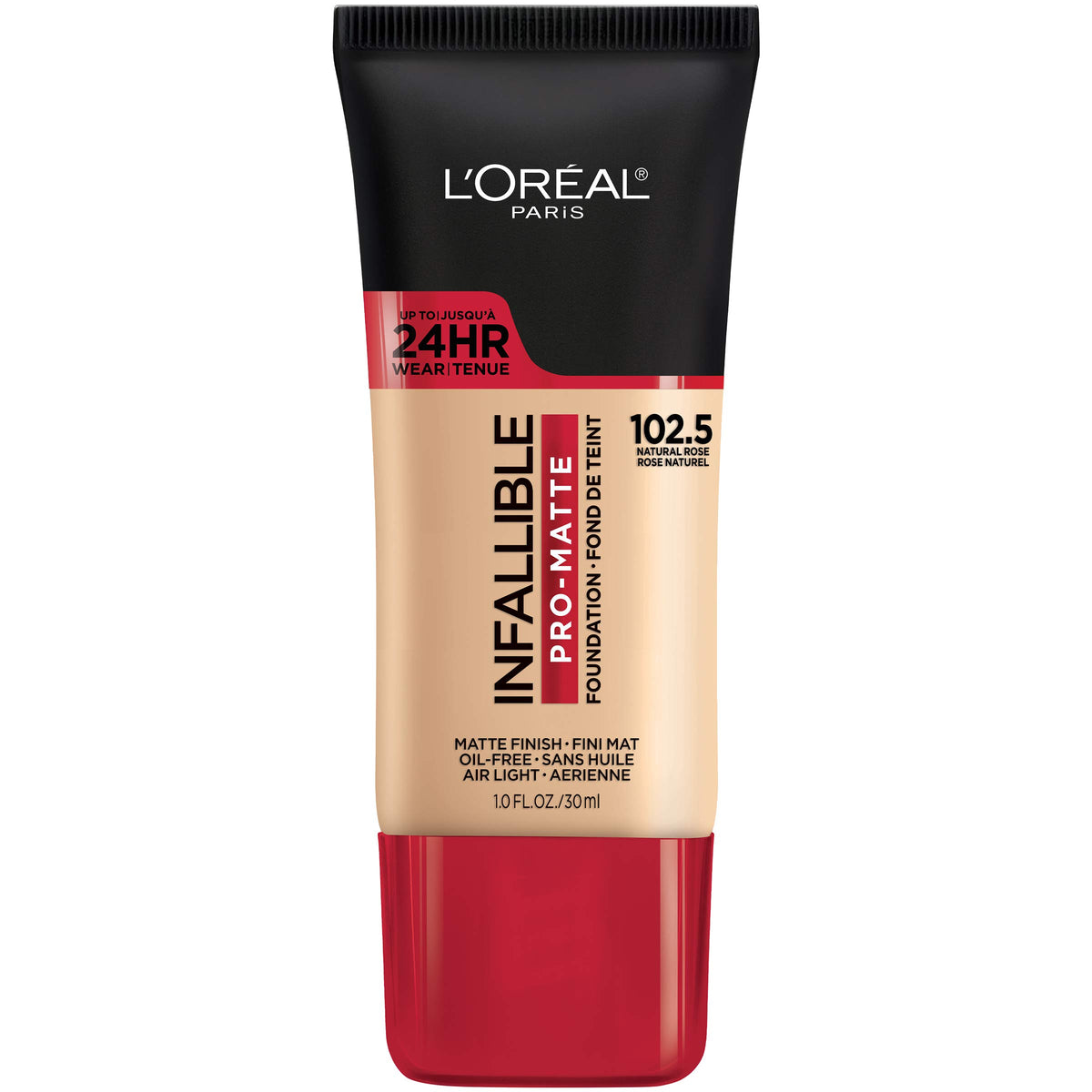Maybelline Infallible Pro-Matte Foundation, flacon Rose Naturel, couvrance moyenne et longue tenue.