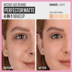 Maybelline Instant Age Rewind 4-en-1 Matte camoufle les imperfections rapidement.