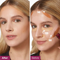 Vue sur la zone sous-oeil avec Maybelline Instant Age Rewind, réduction des cernes.