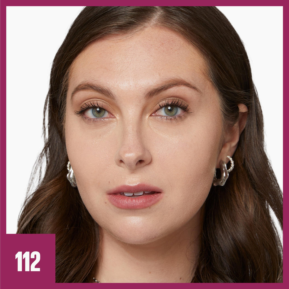 Maybelline Instant Age Rewind Eraser Foundation shade 112 swatch on skin shows balanced tone.