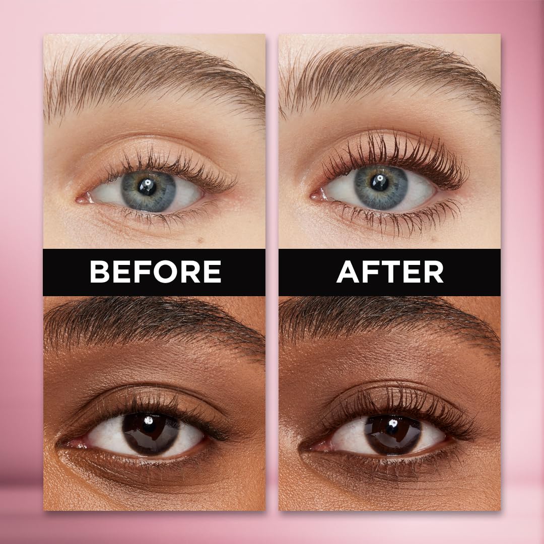 Maybelline Lash Paradise Latte Brown avec brosse ondulée captant chaque cil pour séparation