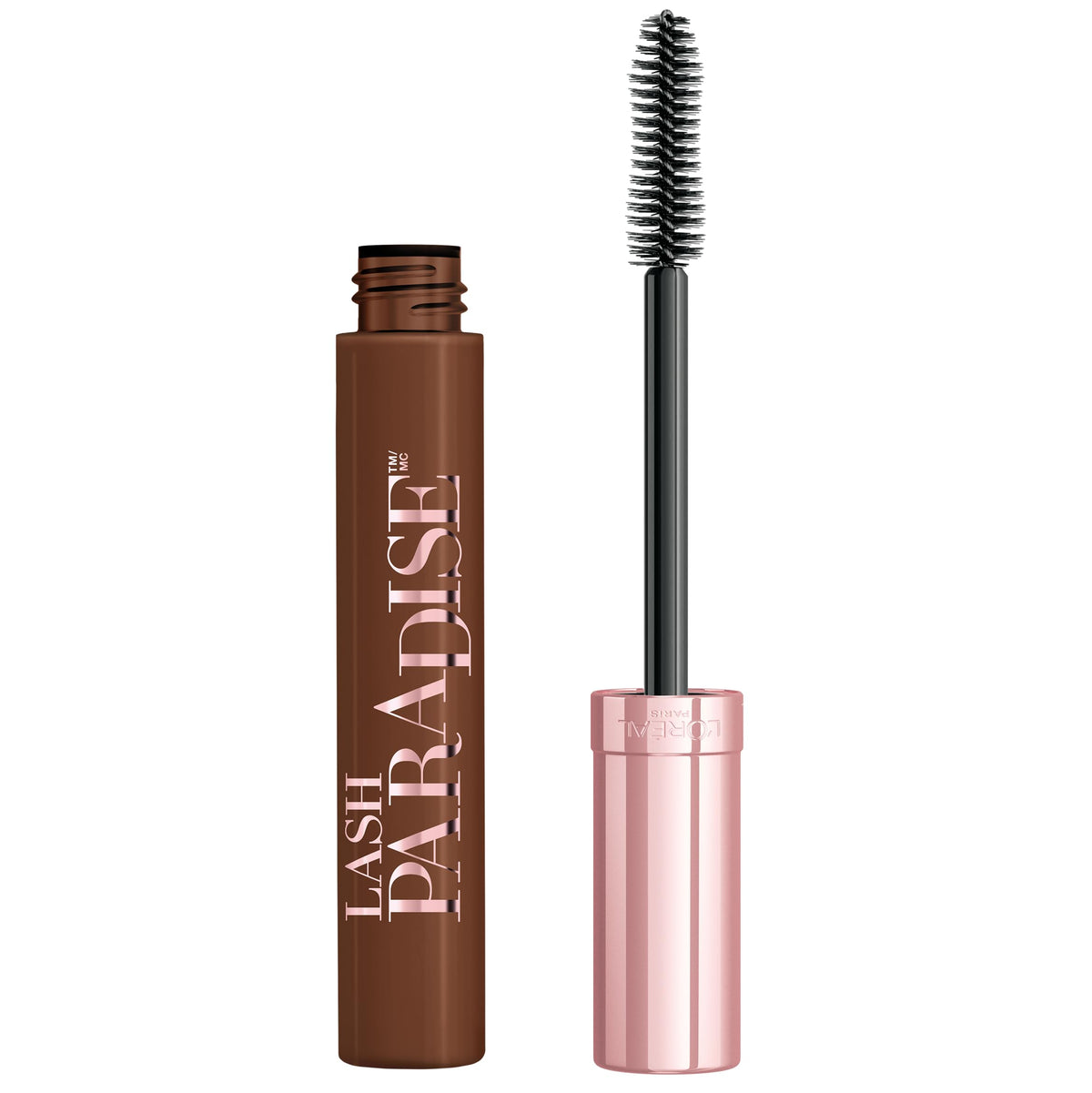 Maybelline Lash Paradise Latte Brown avec brosse ondulée pour volume immédiat sur chaque cil