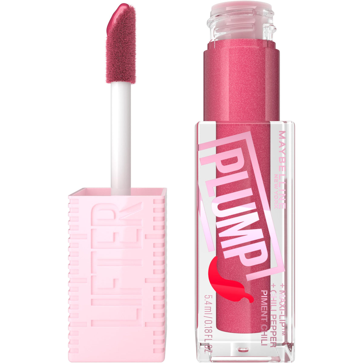 Maybelline Lifter Gloss avec embout XL, sensation de chaleur et effet lift.
