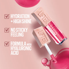 Lifter Gloss pierre brillance elevee sur les lèvres.