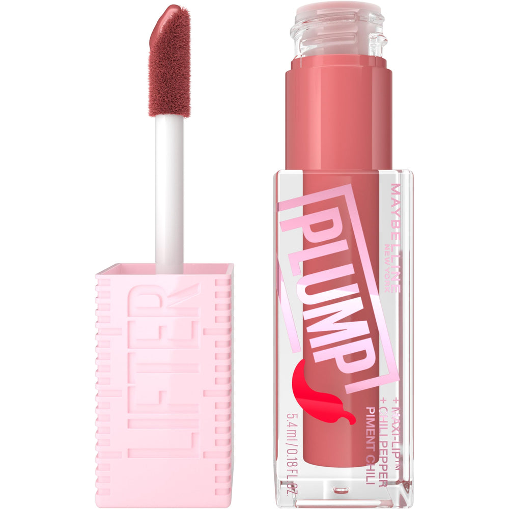 Maybelline Lifter Gloss Plump avec applicateur XL pour un fini brillant en un seul geste.