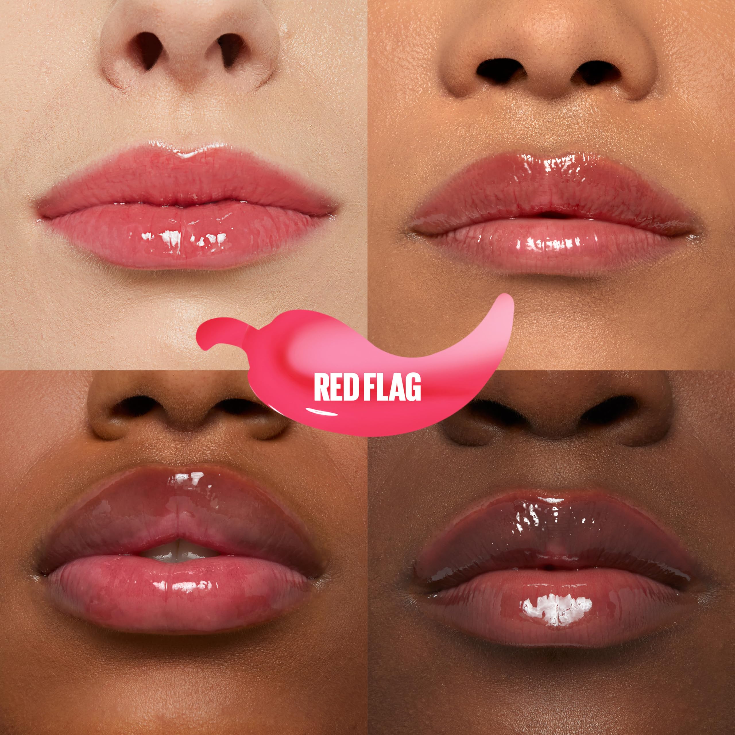Maybelline Lifter Gloss Plump montrant la sensation piment chaud pour des lèvres visiblement gaies.