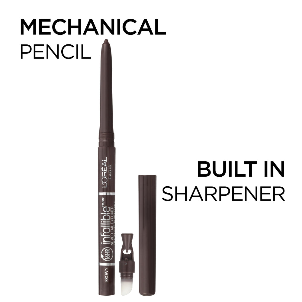 Maybelline Liner Infallible Never Fail, taille-crayon intégré pour tailler facilement la pointe