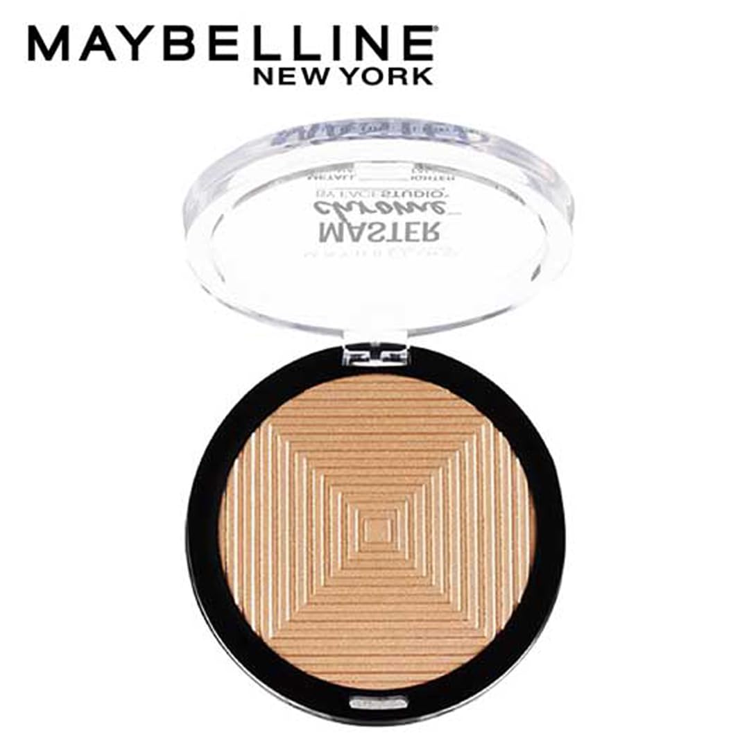 Maybelline Master Chrome Molten Gold – joues rehaussées d’un éclat chaud et lumineux.