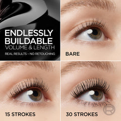 MAYBELLINE Mascara Paradis Grand Défi — Brosse croisée conique pour séparer et allonger les cils.