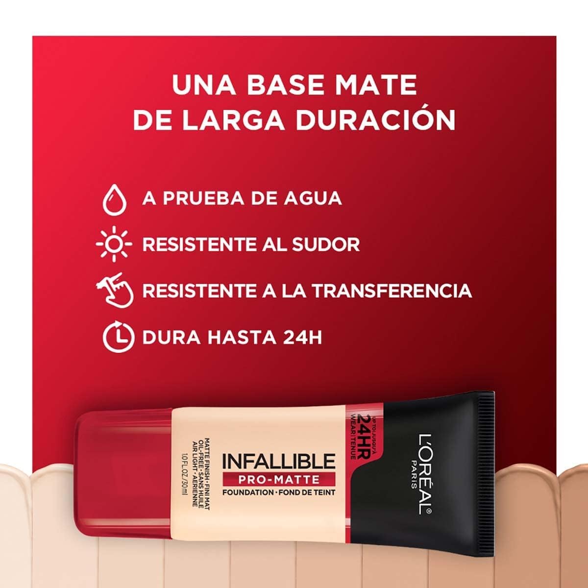 MAYBELLINE Pro-Matte fond liquide demi-matte jusqu'à 24h sans effet lourd.