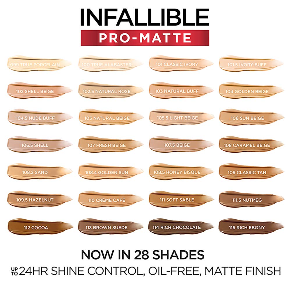 Maybelline Pro-Matte fini demi-mat: look naturel sans brillance.