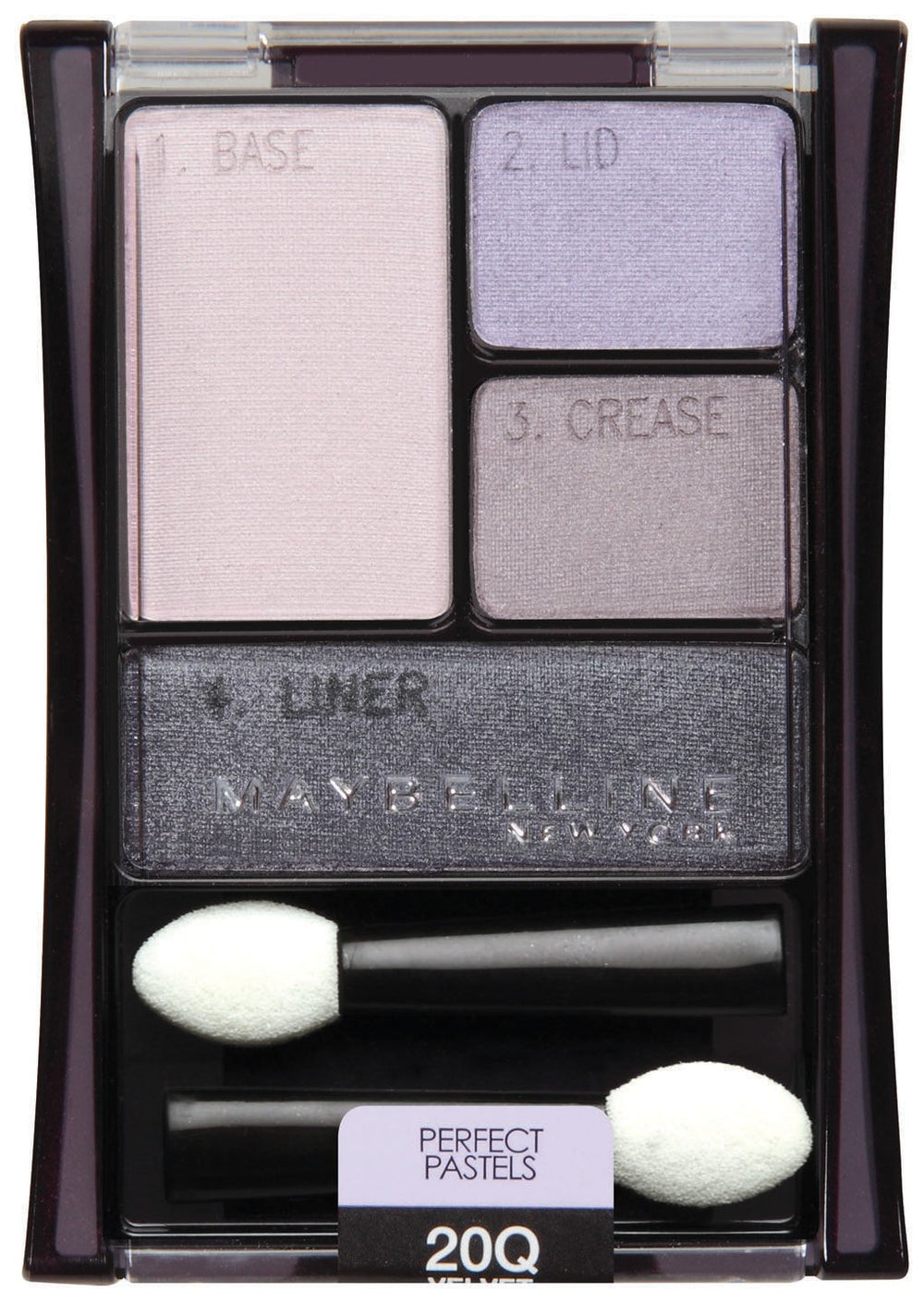 Maybelline Expert Wear Quads – ombres pastel velours, tenue longue durée sans pli.