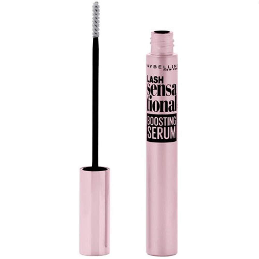 Maybelline Lash Sensational Serum, emballage et étiquette, prêt à nourrir vos cils avant le maquillage.