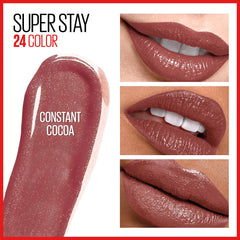 Maybelline Super Stay 24, baume hydratant intégré scellant la couleur.