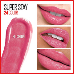 Coloration pigmentée rose Maybelline Super Stay 24, tenue toute la journée.