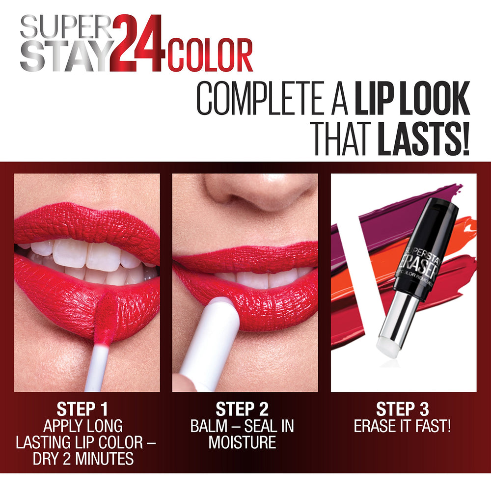 Pigments riches Maybelline Super Stay 24, rose pâle pour un look naturel.