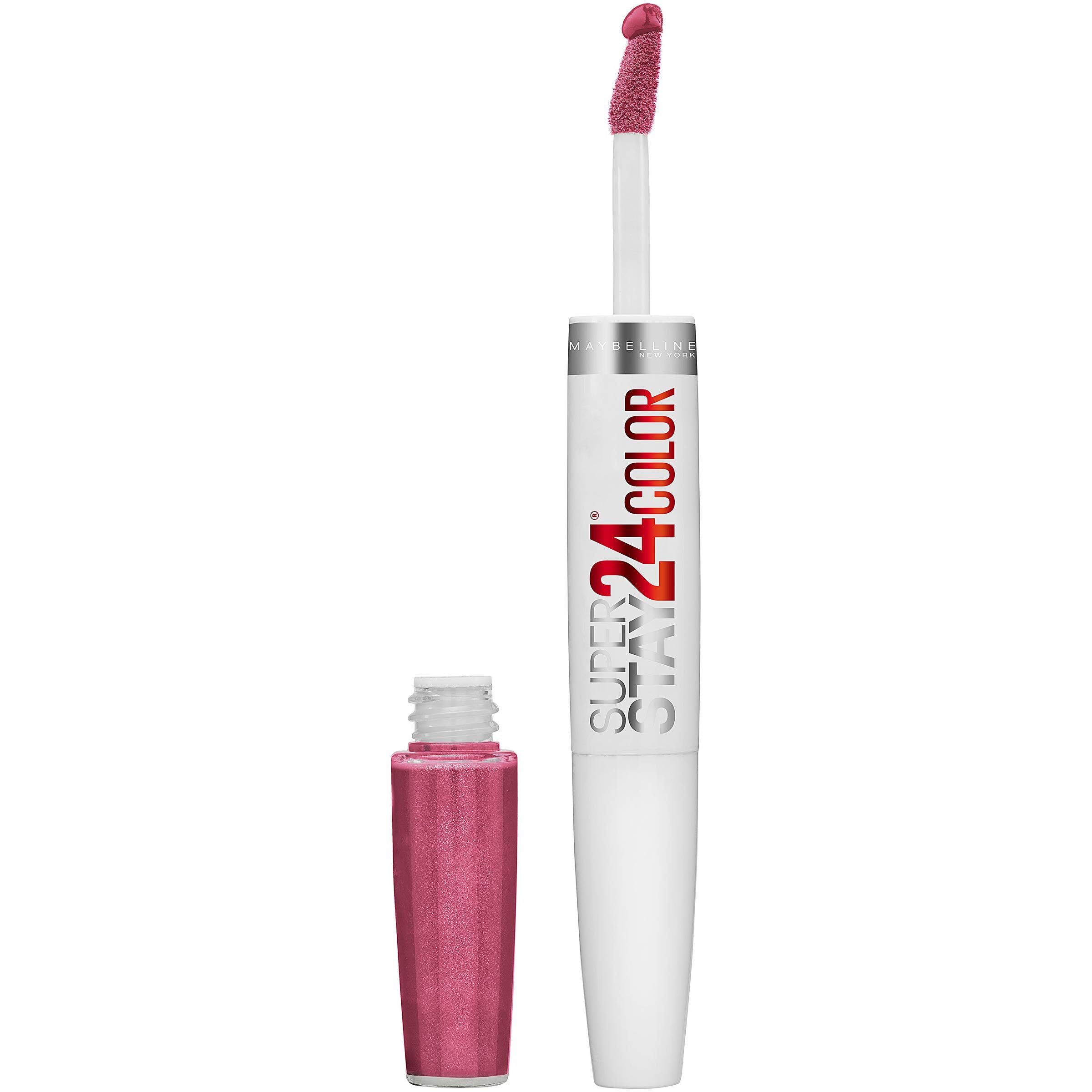 Maybelline Super Stay 24, rouge liquide rose pâle, applicateur précis.