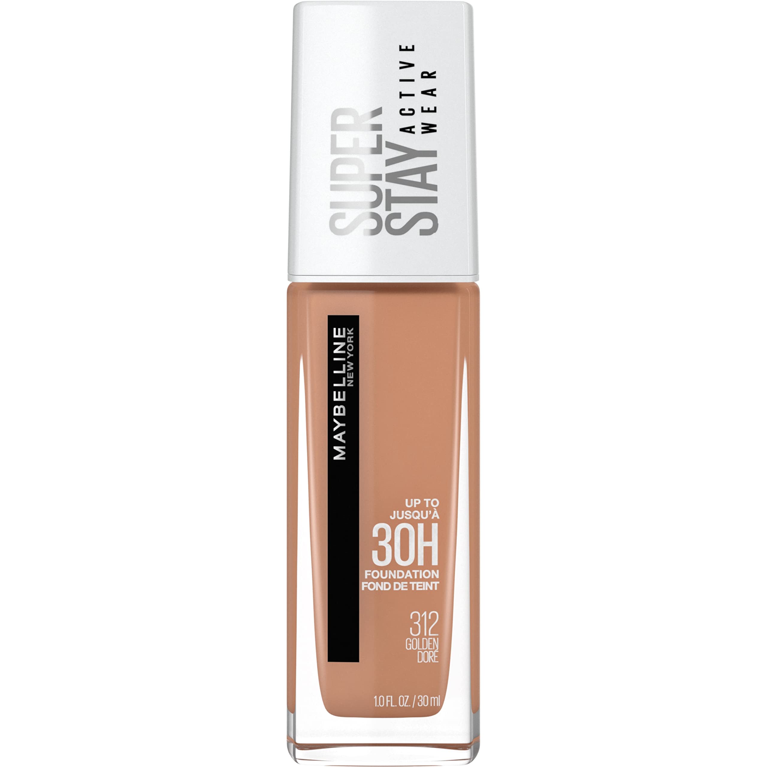 Maybelline Super Stay fond de teint liquide dans le flacon, tenue longue durée possible.