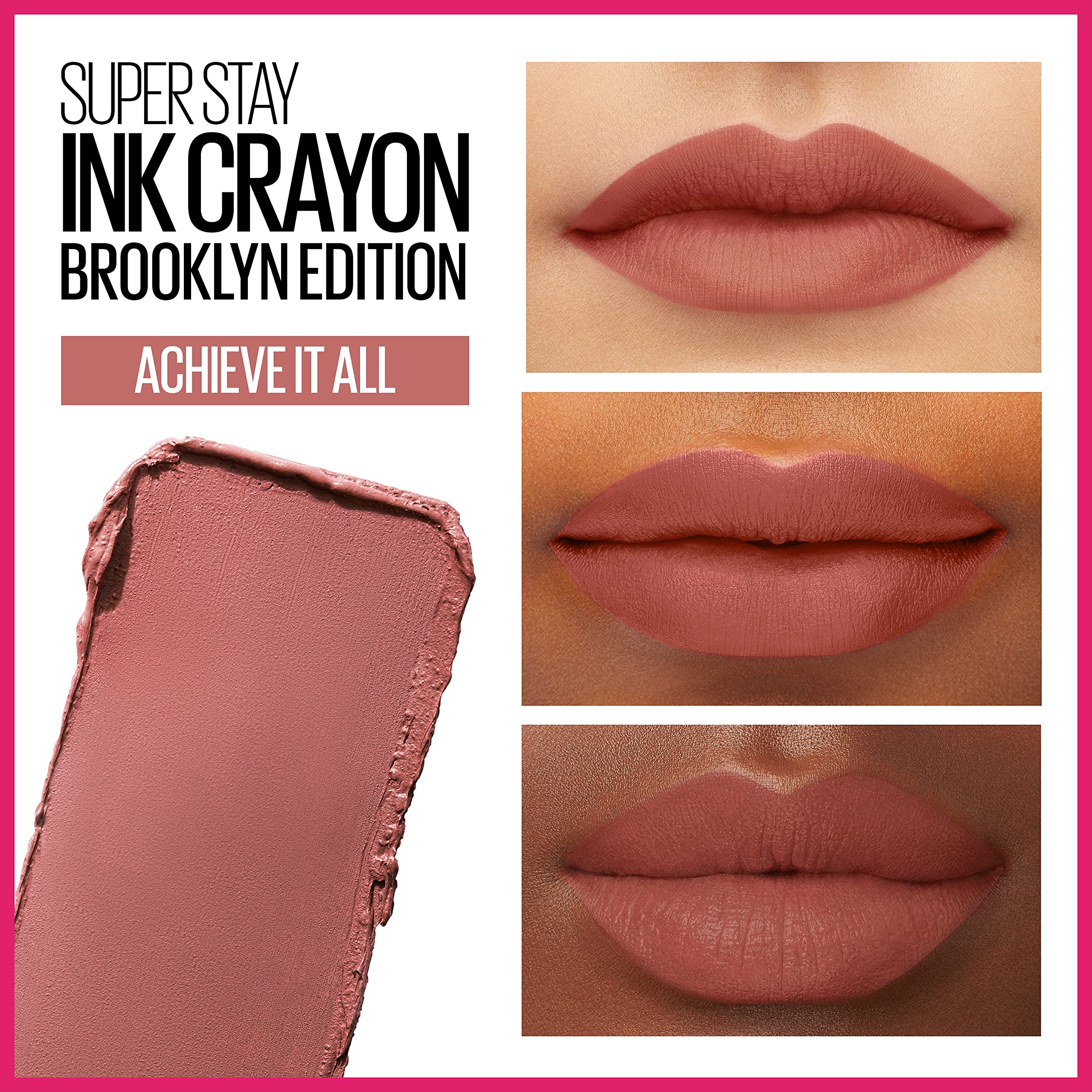 Maybelline Super Stay Ink Crayon - teinte rouge-bordeaux matte sur les levres