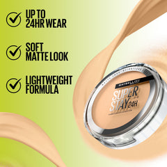 Maybelline Super Stay poudre hybride fini mat pour un effet naturel.