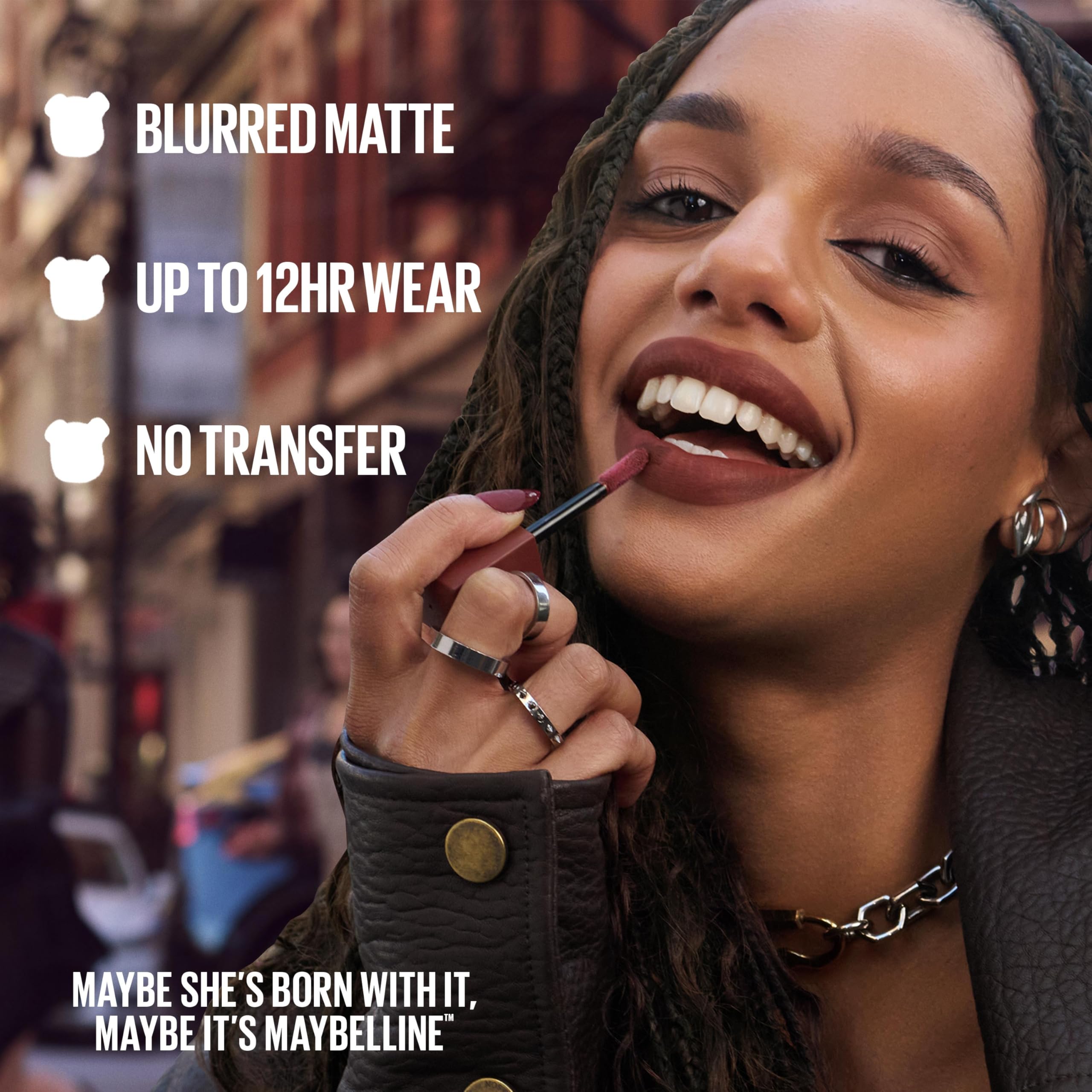 La tenue jusqu'à 12 heures sans transfert pour un look durable.