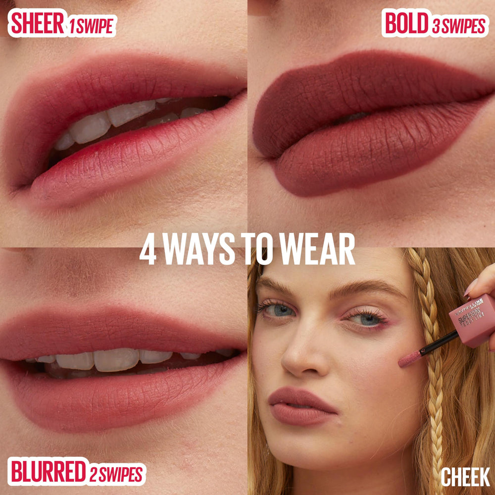 Maybelline Teddy Tint, tenue jusqu'à 12 heures sans transfert sur les lèvres.