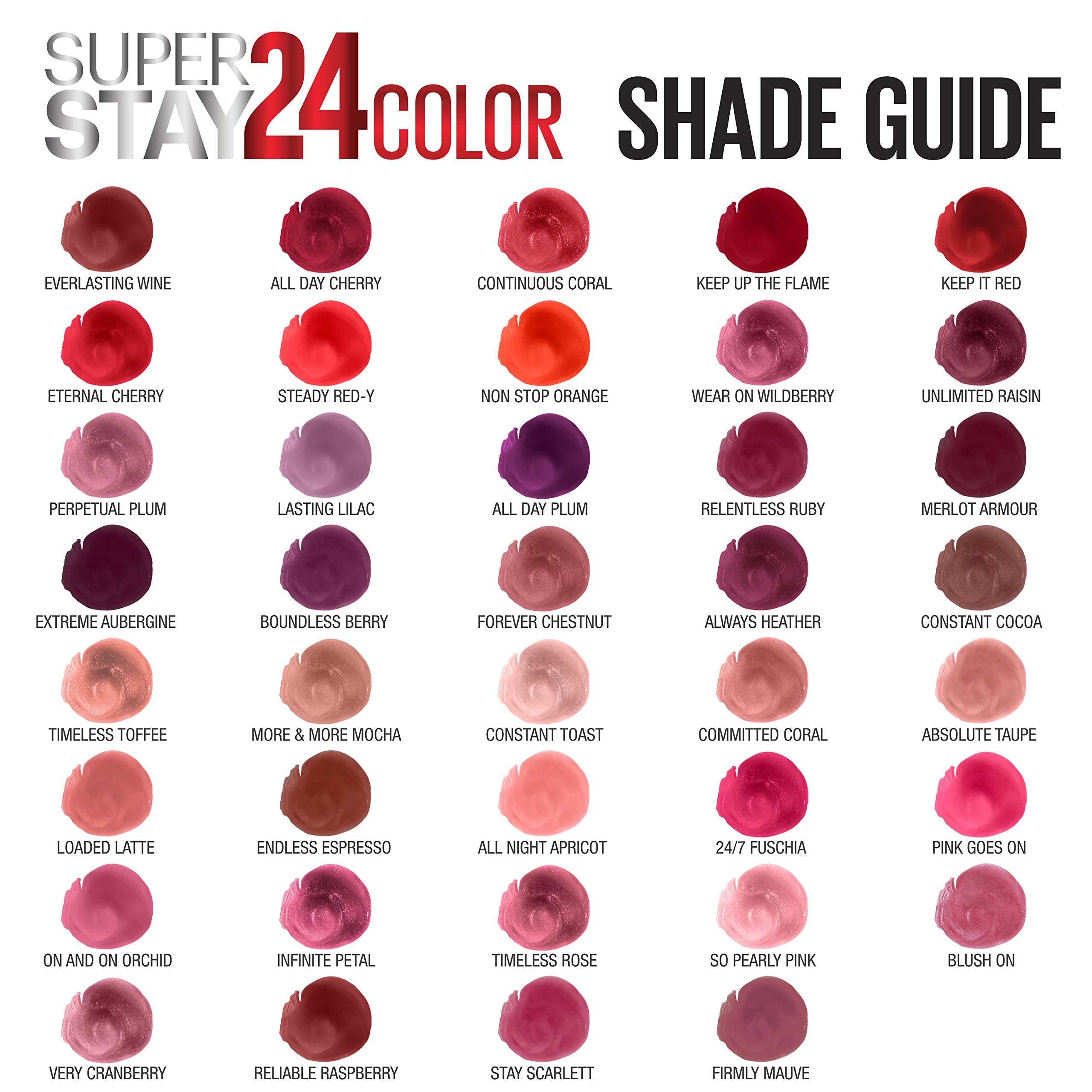 Maybelline Super Stay 24 ensemble de teintes longue tenue.