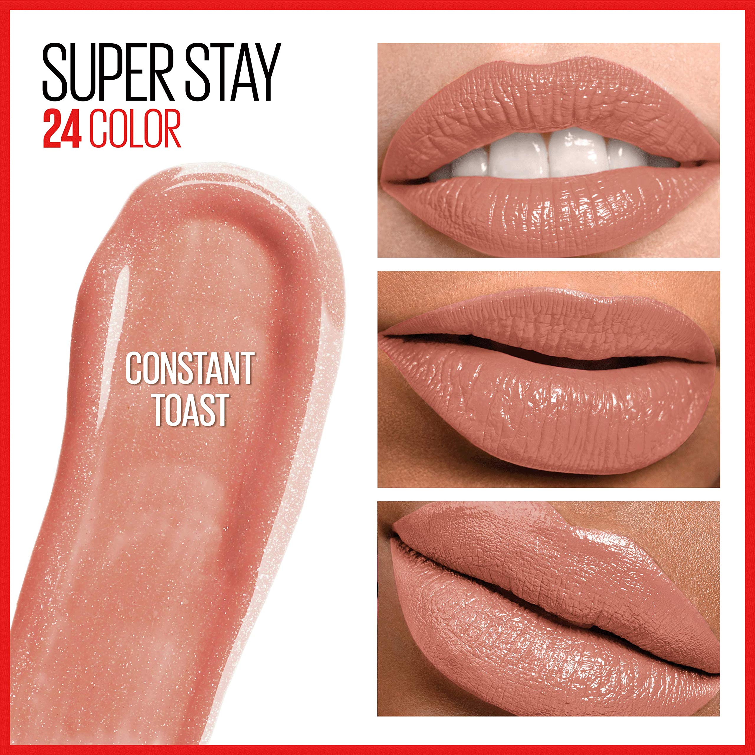 Maybelline Super Stay 24 sechage rapide en deux minutes sur levres, pratique.